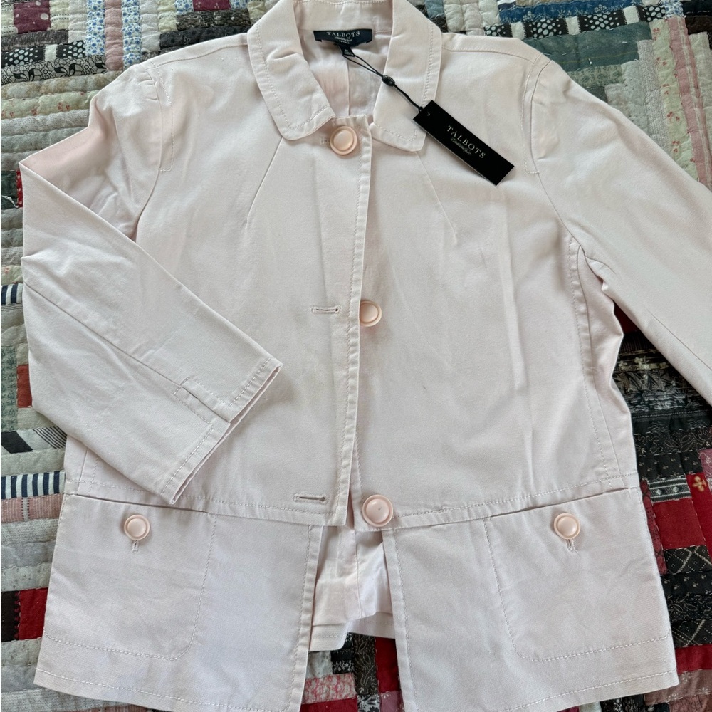 Talbots Light Pink Cotton Collared Jacket